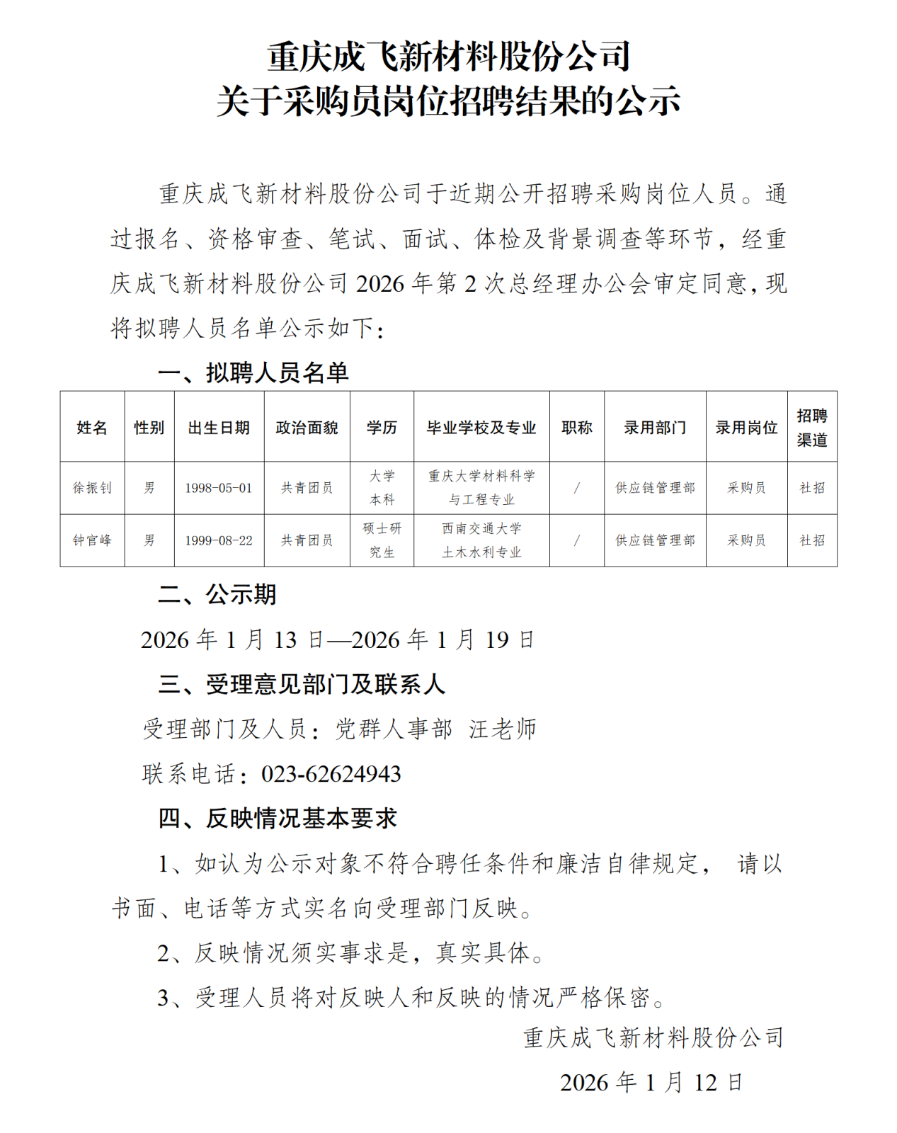 關(guān)于采購崗位社會招聘結(jié)果的公示-重慶成飛新材料股份公司(1)_01.png 關(guān)于采購崗位社會招聘結(jié)果的公示-重慶成飛新材料股份公司(1)_01.png